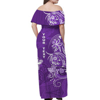 (Custom Personalised) Wallis et Futuna Off Shoulder Long Dress Polynesia Purple Sea Turtle and Flowers LT13 - Polynesian Pride