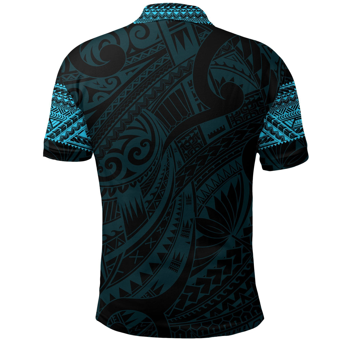 Aotearoa Maori Tattoo Black and Blue Polo T Shirt - Polynesian Pride