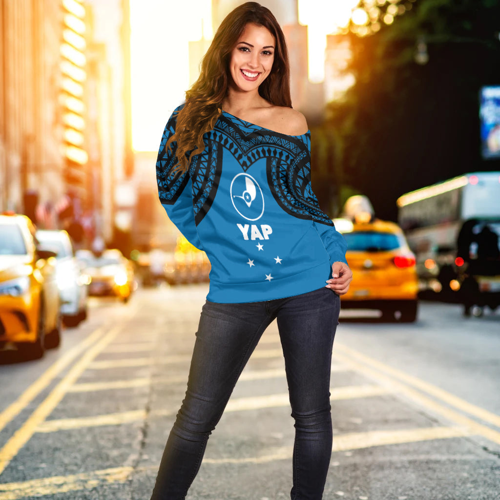 Micronesia Yap - Proud Yapese Women Off Shoulder Sweater - LT12 - Polynesian Pride
