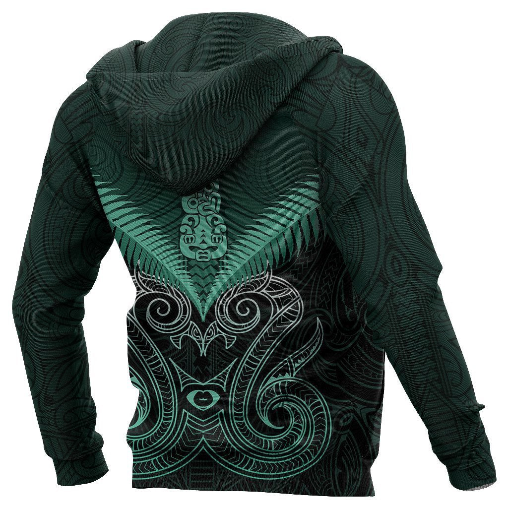Maori Manaia New Zealand Hoodie Turquoise - Polynesian Pride