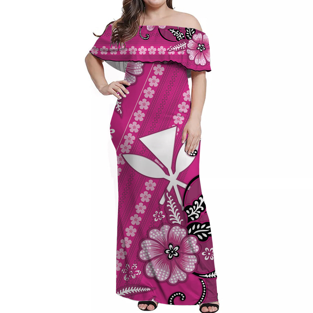 Hawaii Matching Dress and Hawaiian Shirt Kakau Tribal Pink Batik Floral Ver.01 LT13 - Polynesian Pride