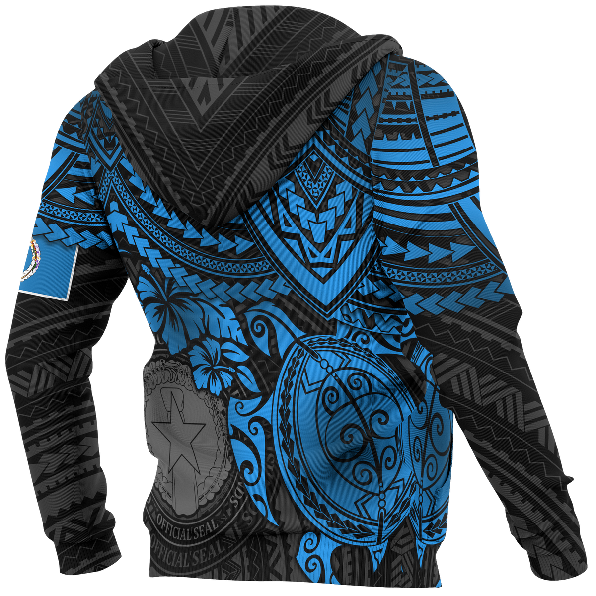 Northern Mariana Islands Polynesian Hoodie Blue Turtle - Polynesian Pride