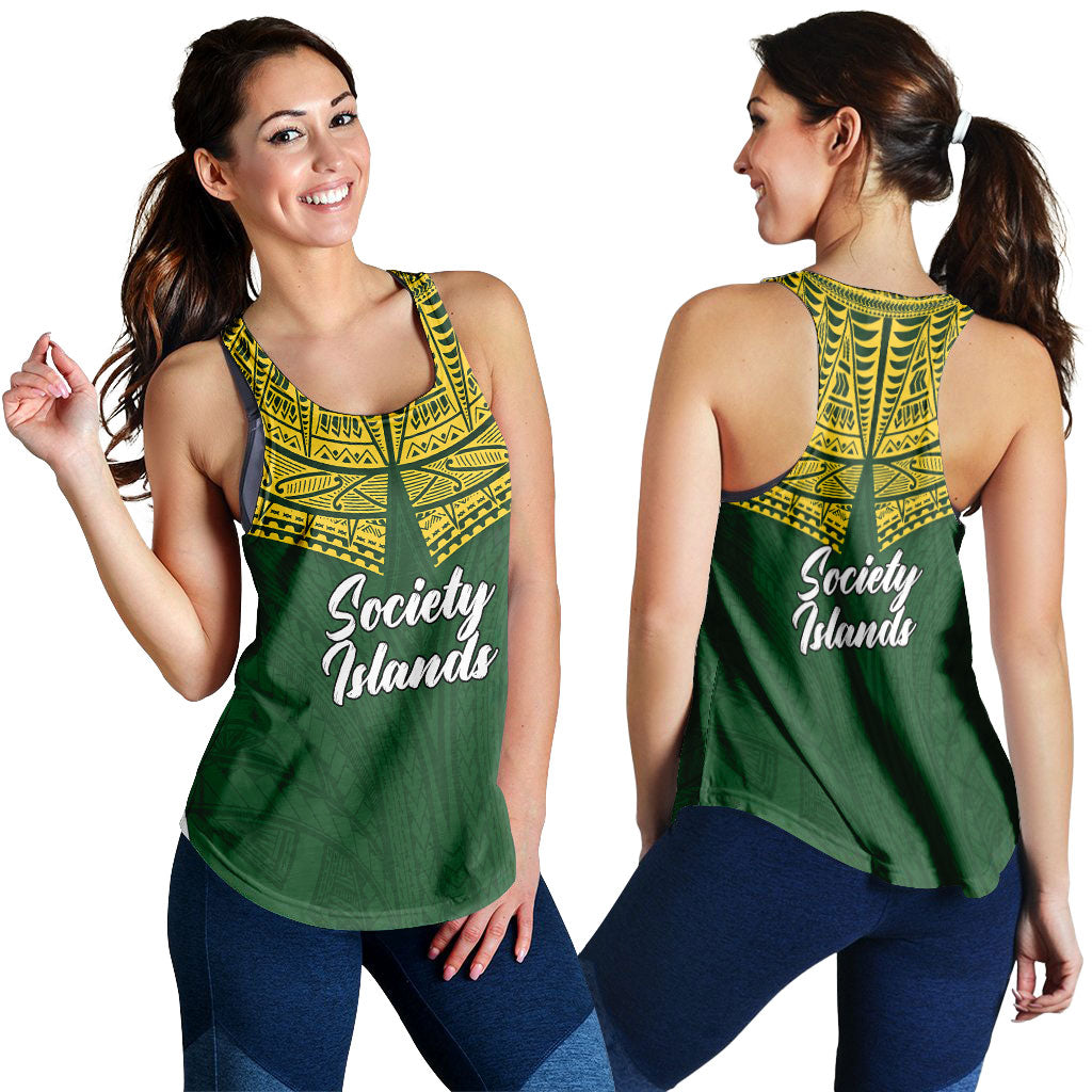Society Islands Pride Women Tank Top - LT12 Green - Polynesian Pride