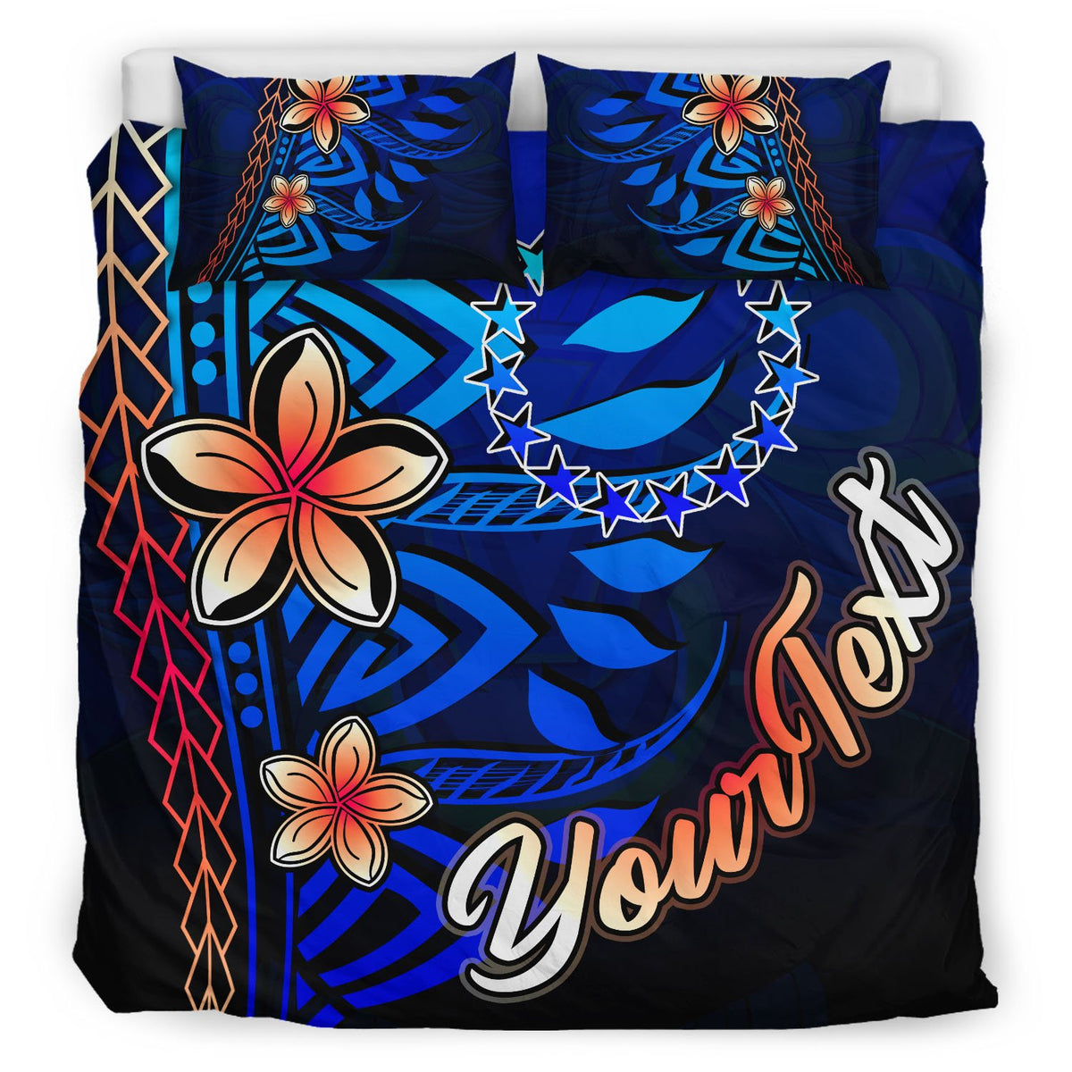 Cook Islands Custom Personalised Bedding Set - Vintage Tribal Mountain - Polynesian Pride