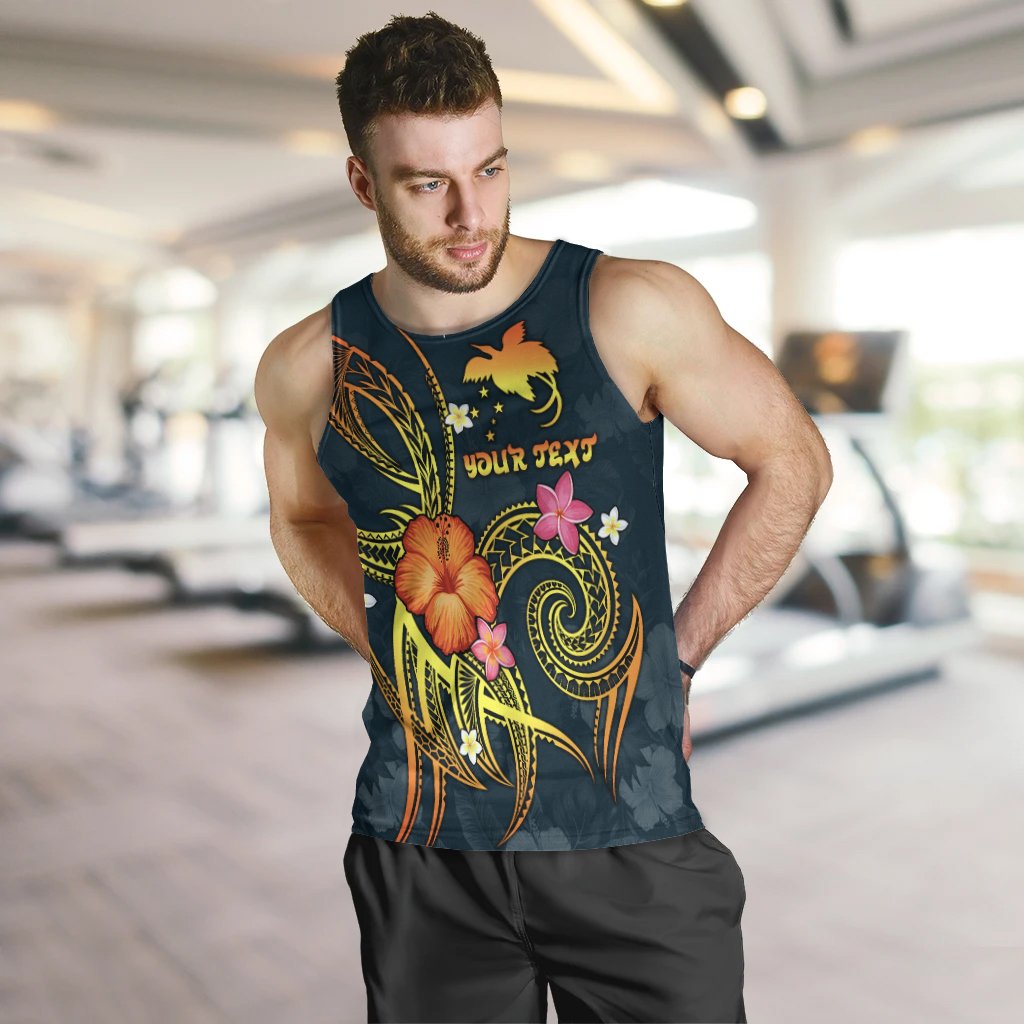 Papua New Guinea Polynesian Personalised Men's Tank Top - Legend of Papua New Guinea (Blue) - Polynesian Pride