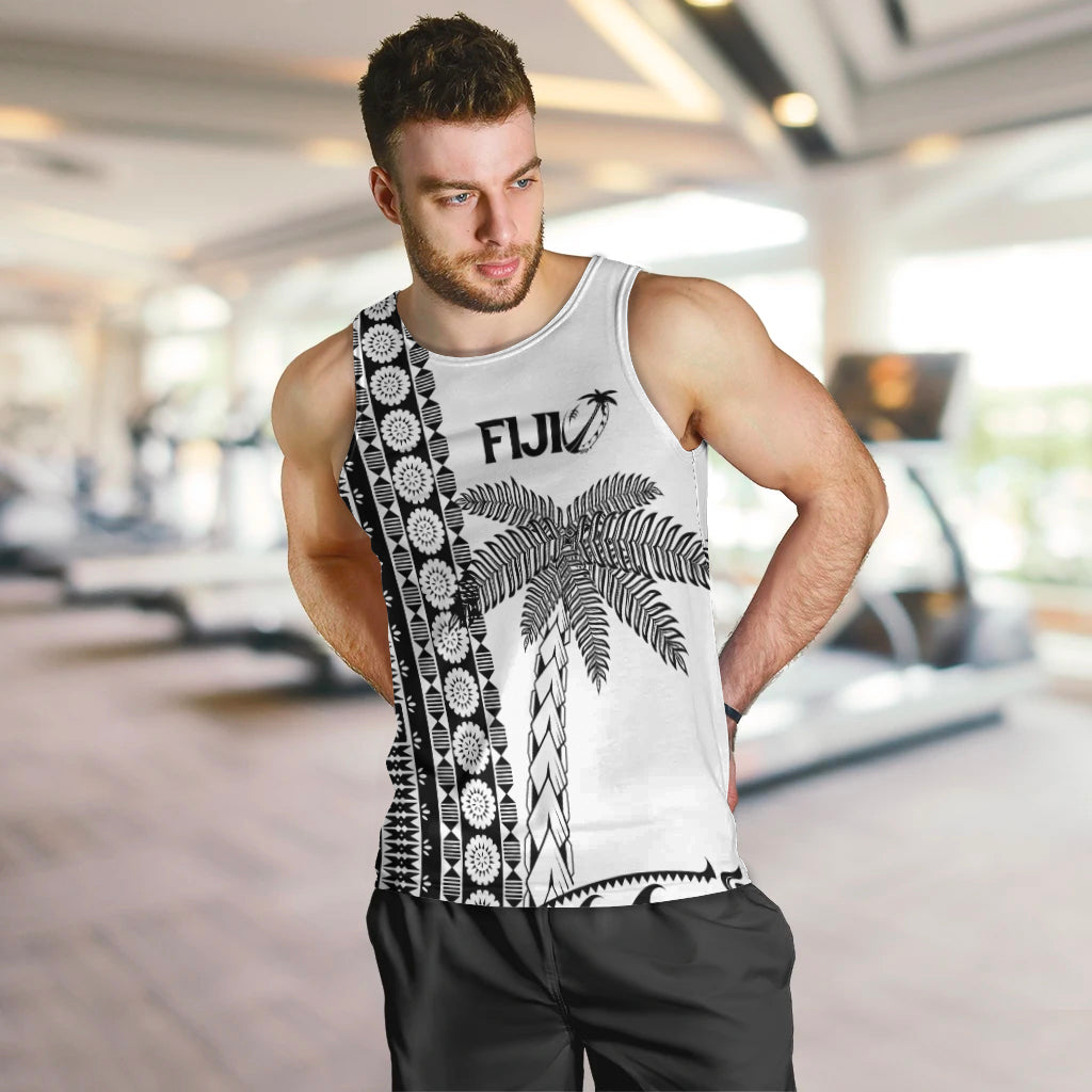Fiji Rugby Men's Tank Top - Coconut Tree With Tapa Pattern - LT12 - Polynesian Pride