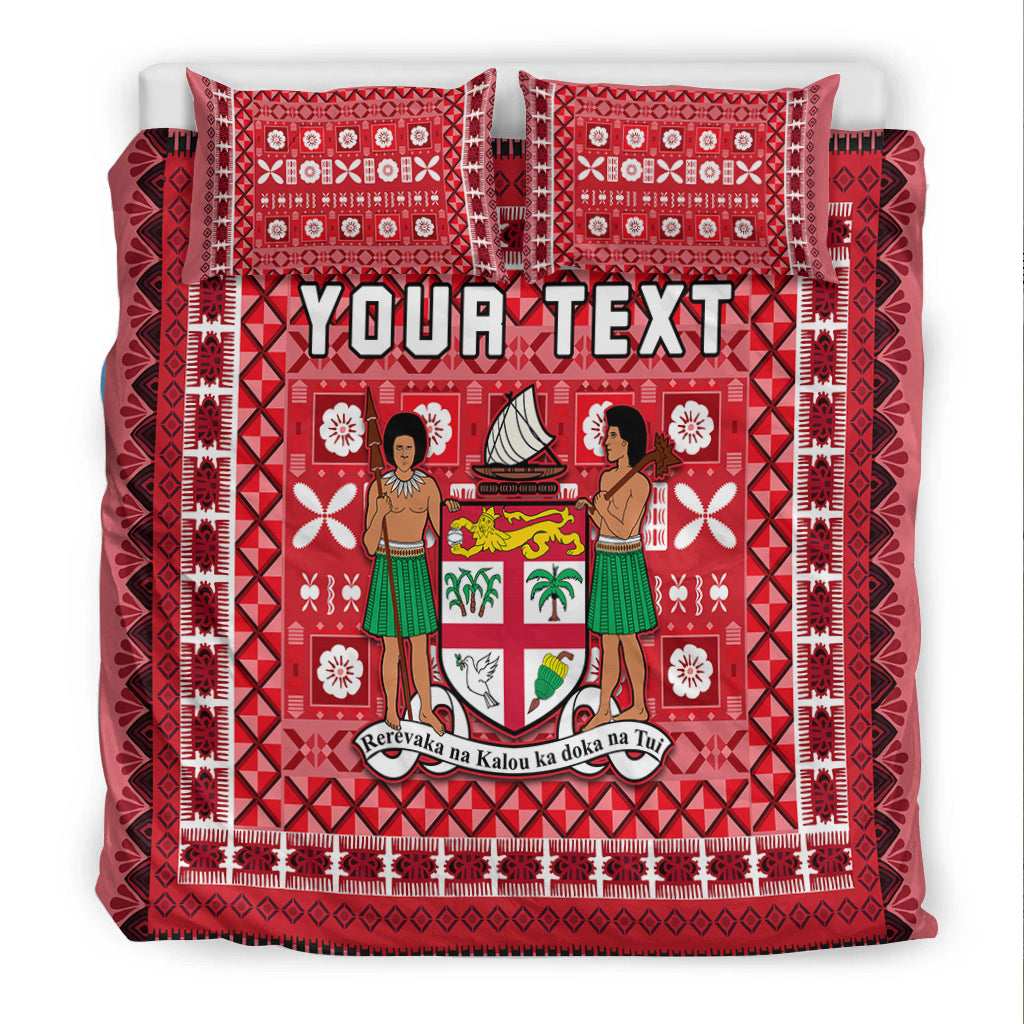 (Custom Personalised) Fiji Bedding Set Pattern - Fijian Tapa Pattern Red LT13 - Polynesian Pride