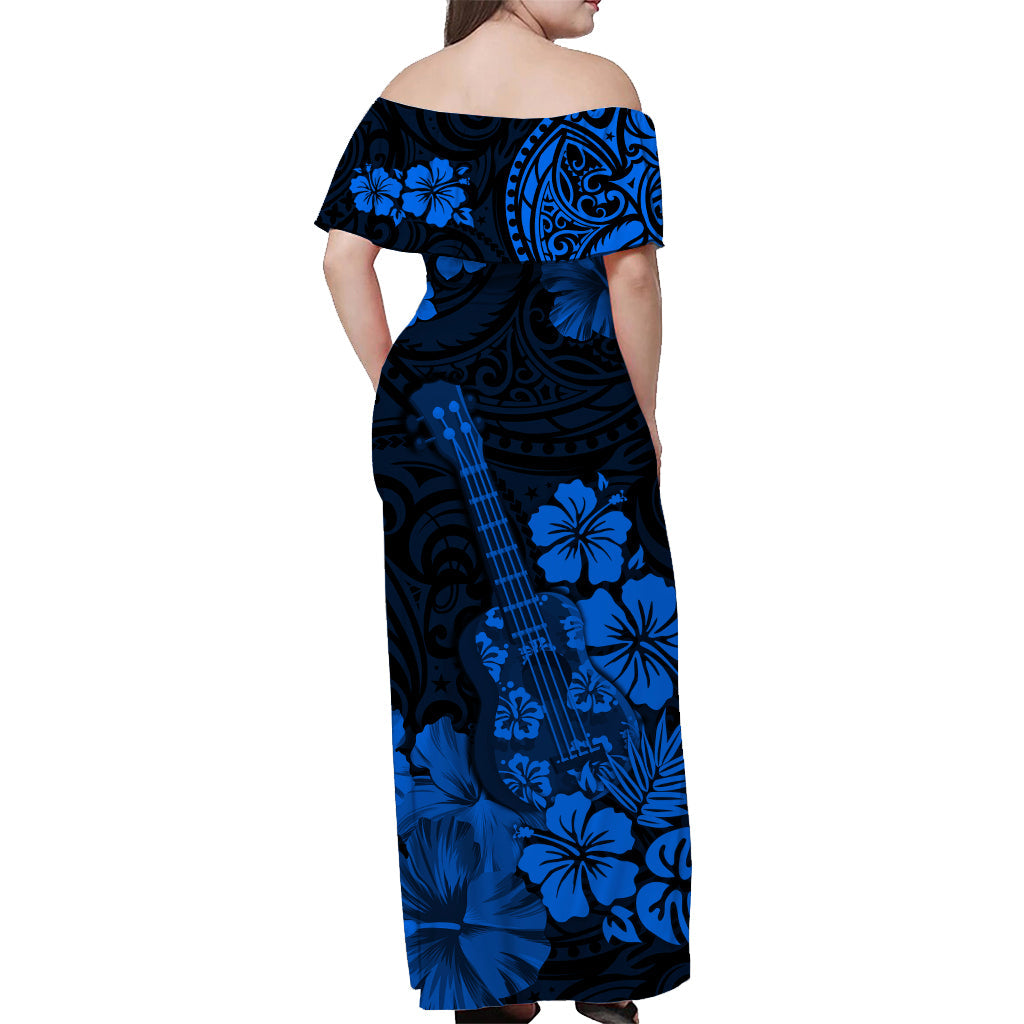Hawaii Couple Outfits Hawaii Matching Dress and Hawaiian Shirt Polynesia Blue Ukulele Flowers LT13 - Polynesian Pride