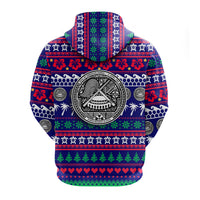 American Samoa Christmas Zip Hoodie Ugly Christmas LT12 - Polynesian Pride