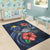 Papua New Guinea Polynesian Area Rug - Blue Turtle Hibiscus - Polynesian Pride