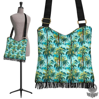 Hawaii Tropical Palm Trees Blue Crossbody Boho Handbag - Crossbody Boho Handbag / One Size / Blue