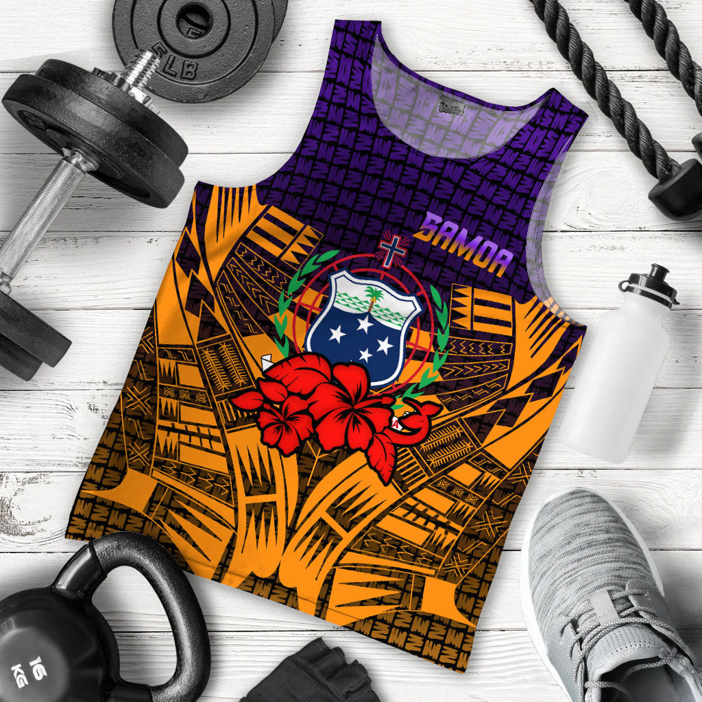 Samoa Men Tank Top - Hibiscus With Tribal - LT12 - Polynesian Pride