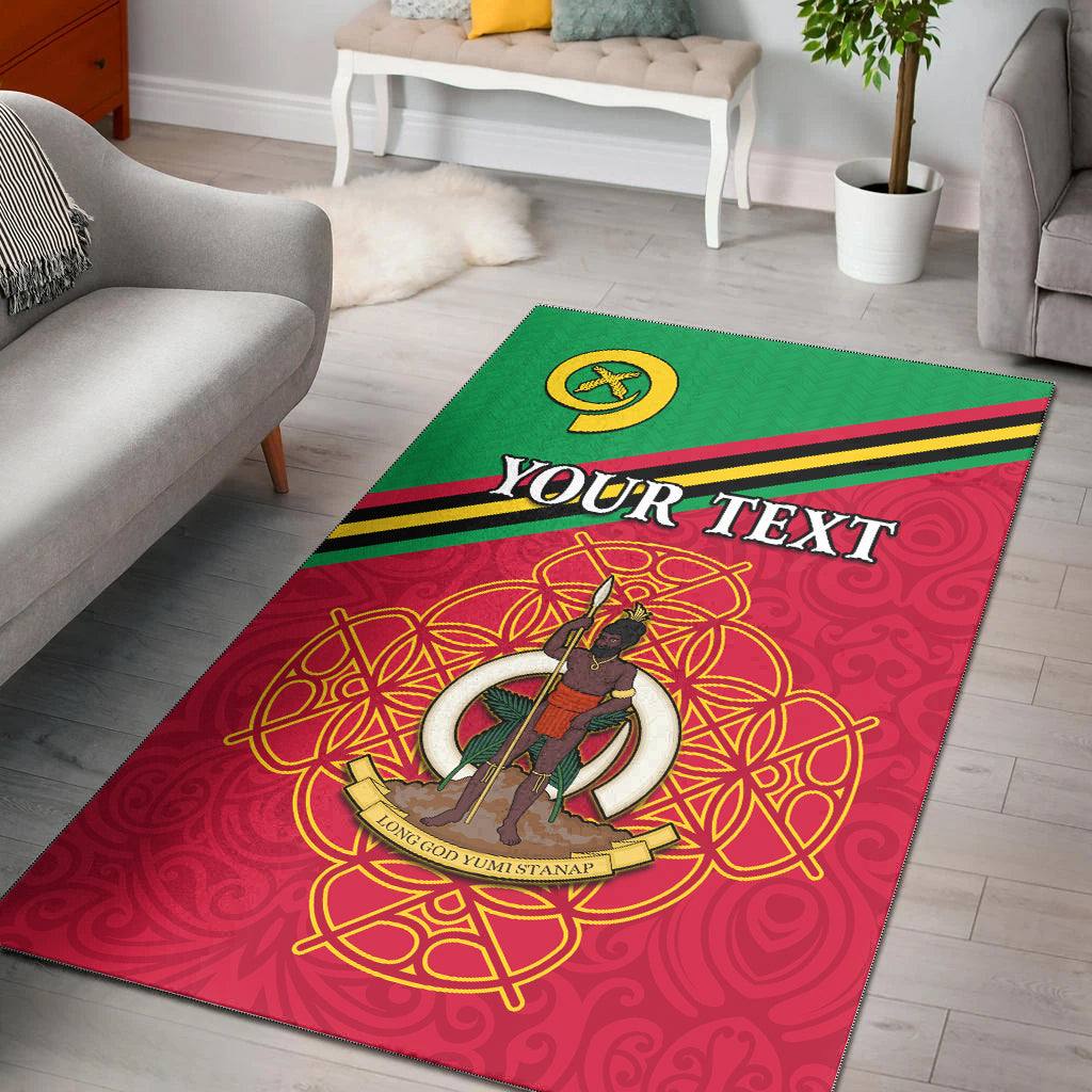 (Custom Personalised) Vanuatu Area Rug Pattern Sand Drawing LT13 Red - Polynesian Pride