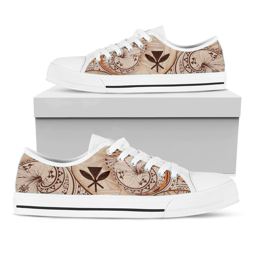 Hawaii Kanaka Maoli Low Top Shoes - Hibiscus Flowers Vintage Style - Polynesian Pride