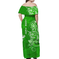 Custom Wallis et Futuna Matching Dress and Hawaiian Shirt Polynesia Green Sea Turtle and Flowers LT13 - Polynesian Pride