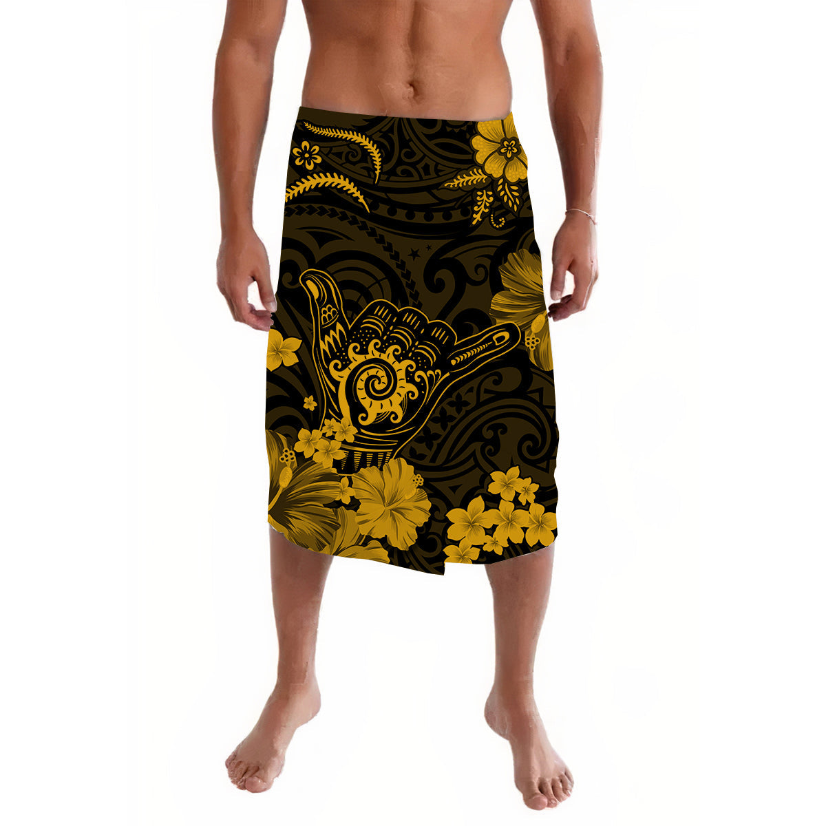Hawaii Lavalava Polynesian Gold Cool Shaka Sign LT13 Gold - Polynesian Pride