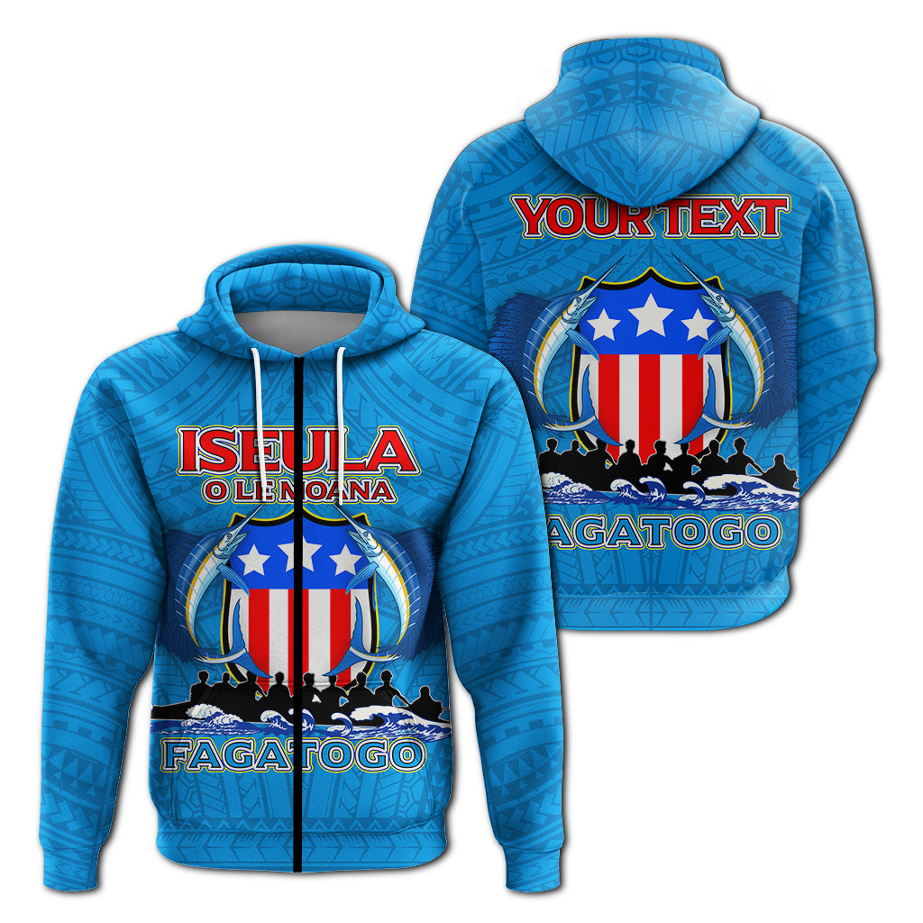 Custom American Samoa Zip up Hoodie Iseula o le Moana of Fagatogo Pride LT12 Blue - Polynesian Pride