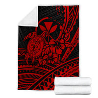 Hawaii Turtle With Hibiscus Tribal Red Blanket - LT12 - Polynesian Pride