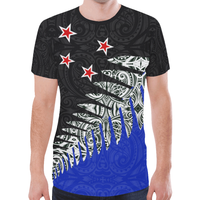 New Zealand Flag Shirt, Maori Tattoo Silver Fern T Shirt Adult Black - Polynesian Pride