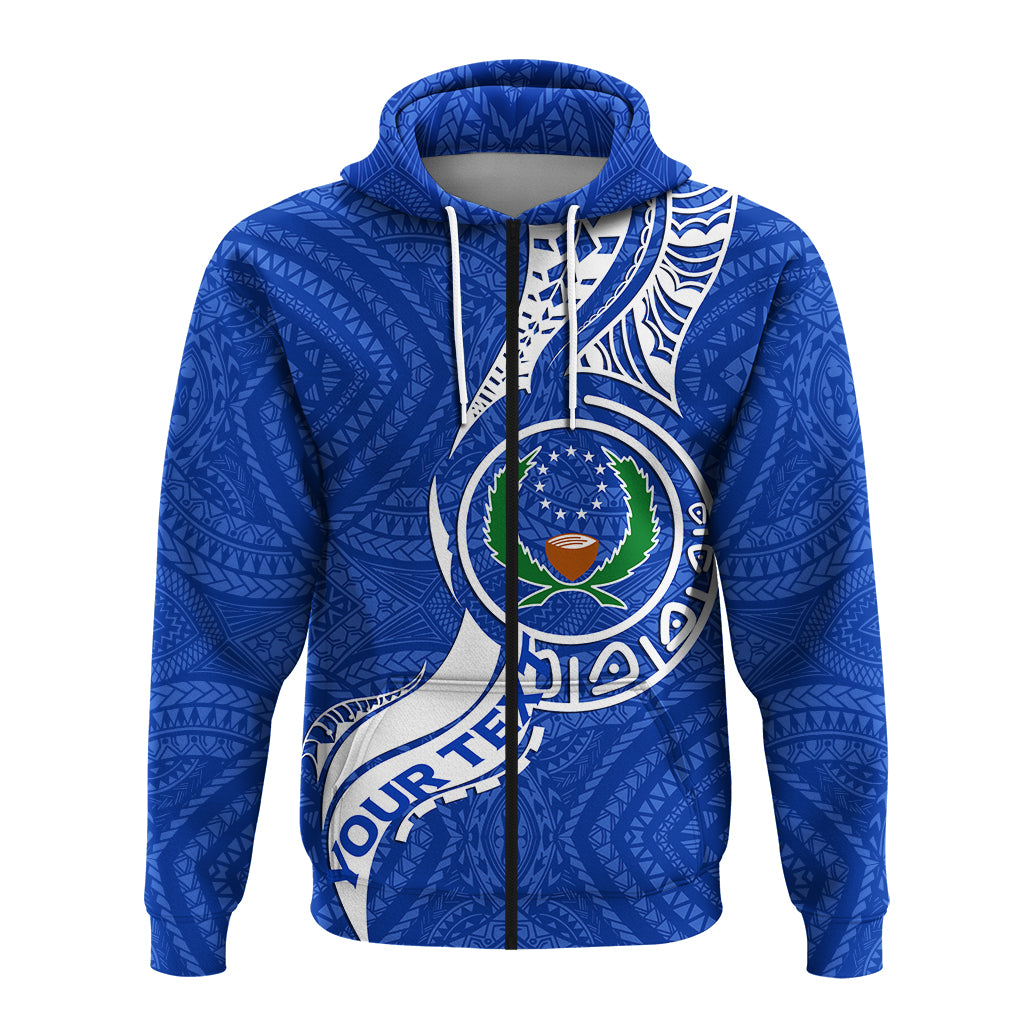 Custom Pohnpei Zip up Hoodie Micronesia Pride Blue LT12 - Polynesian Pride