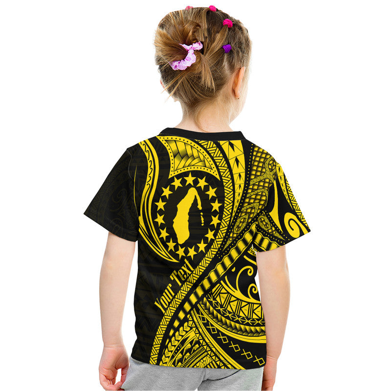 Custom Aitutaki Cook Islands T Shirt Gold Polynesian Wave Style LT9 - Polynesian Pride