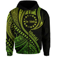 Aitutaki Cook Islands Hoodie Green Polynesian Wave Style LT9 Zip Hoodie Green - Polynesian Pride