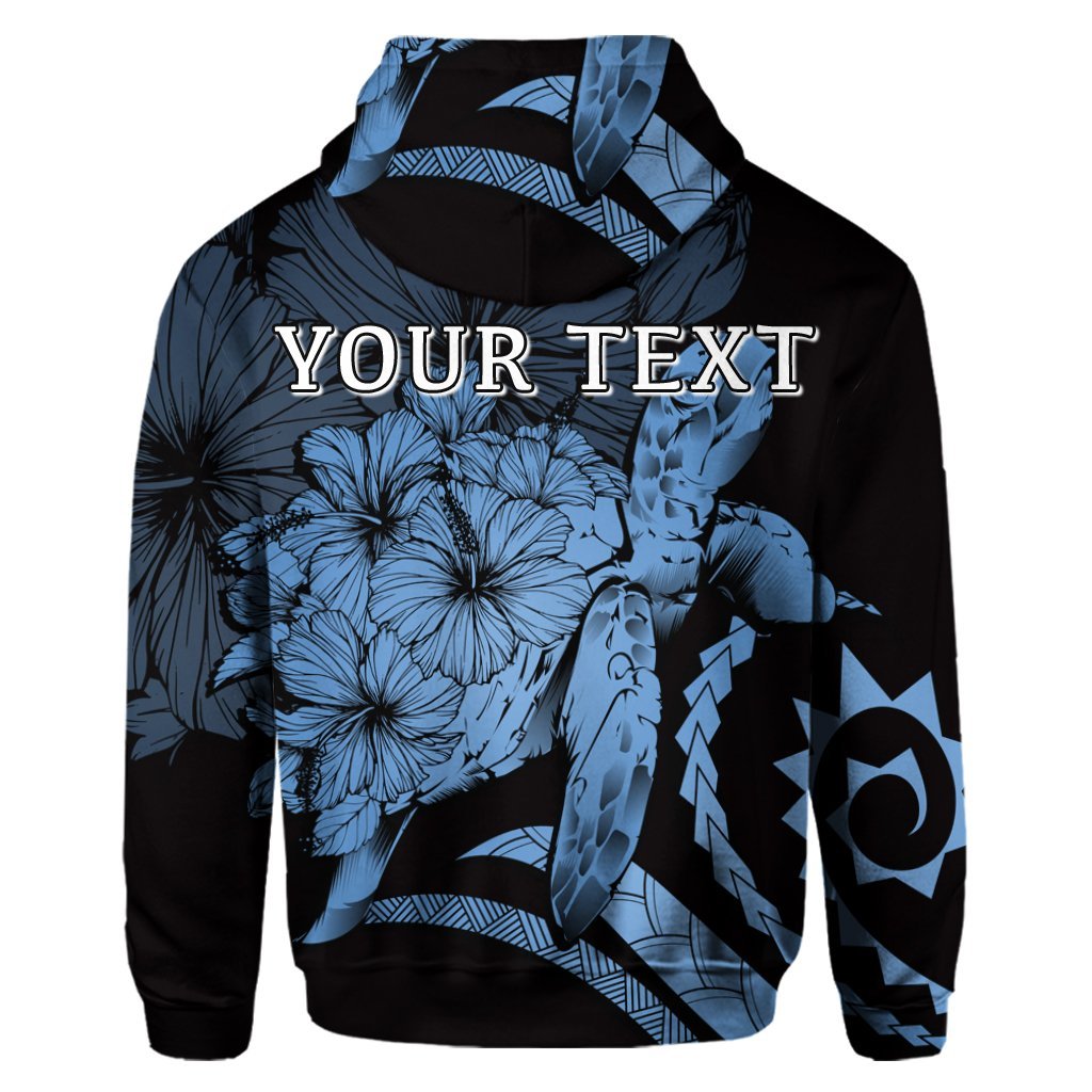 Custom Hawaiian Hawaii Turtle Hibiscus Polynesian Vintage Hoodie Pastel Blue - Polynesian Pride