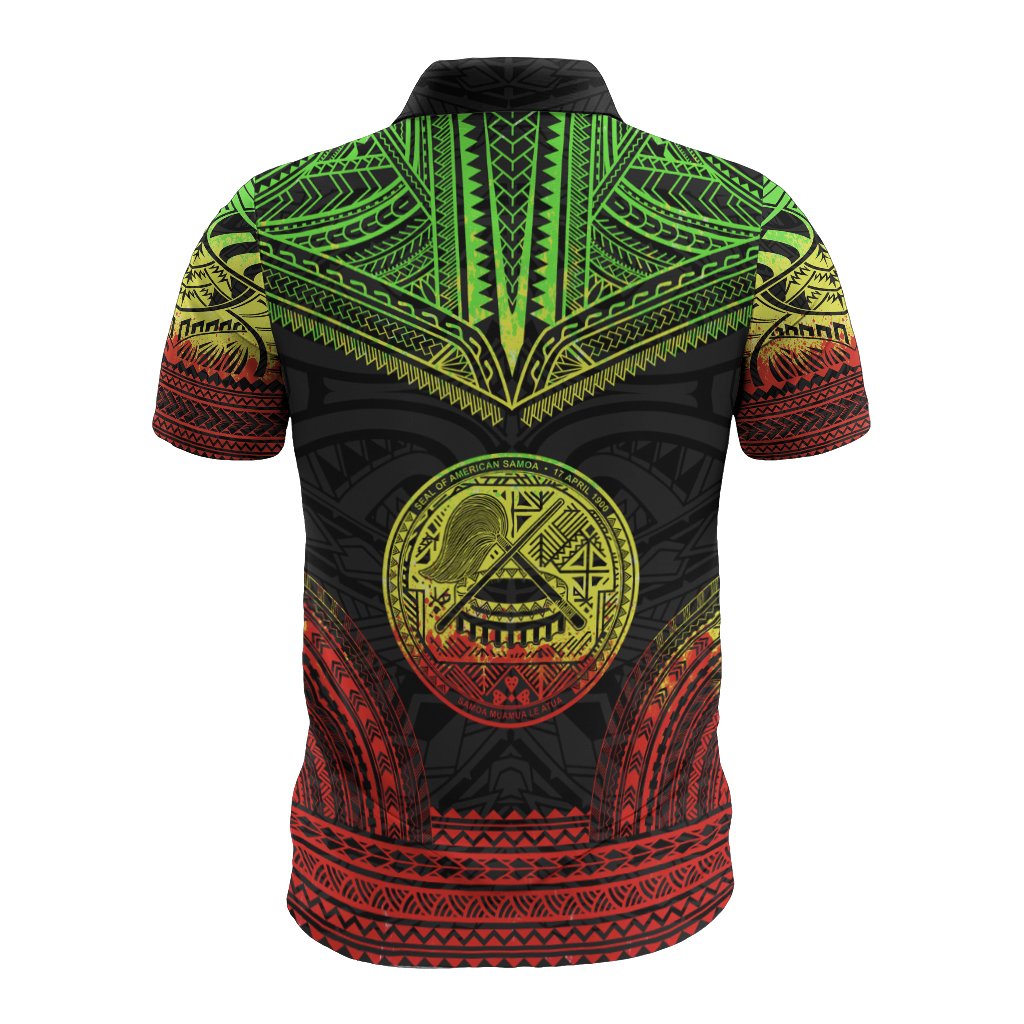 American Samoa Polo Shirt Amerika Samoa Seal Polynesian Chief Tattoo Reggae Version - Polynesian Pride
