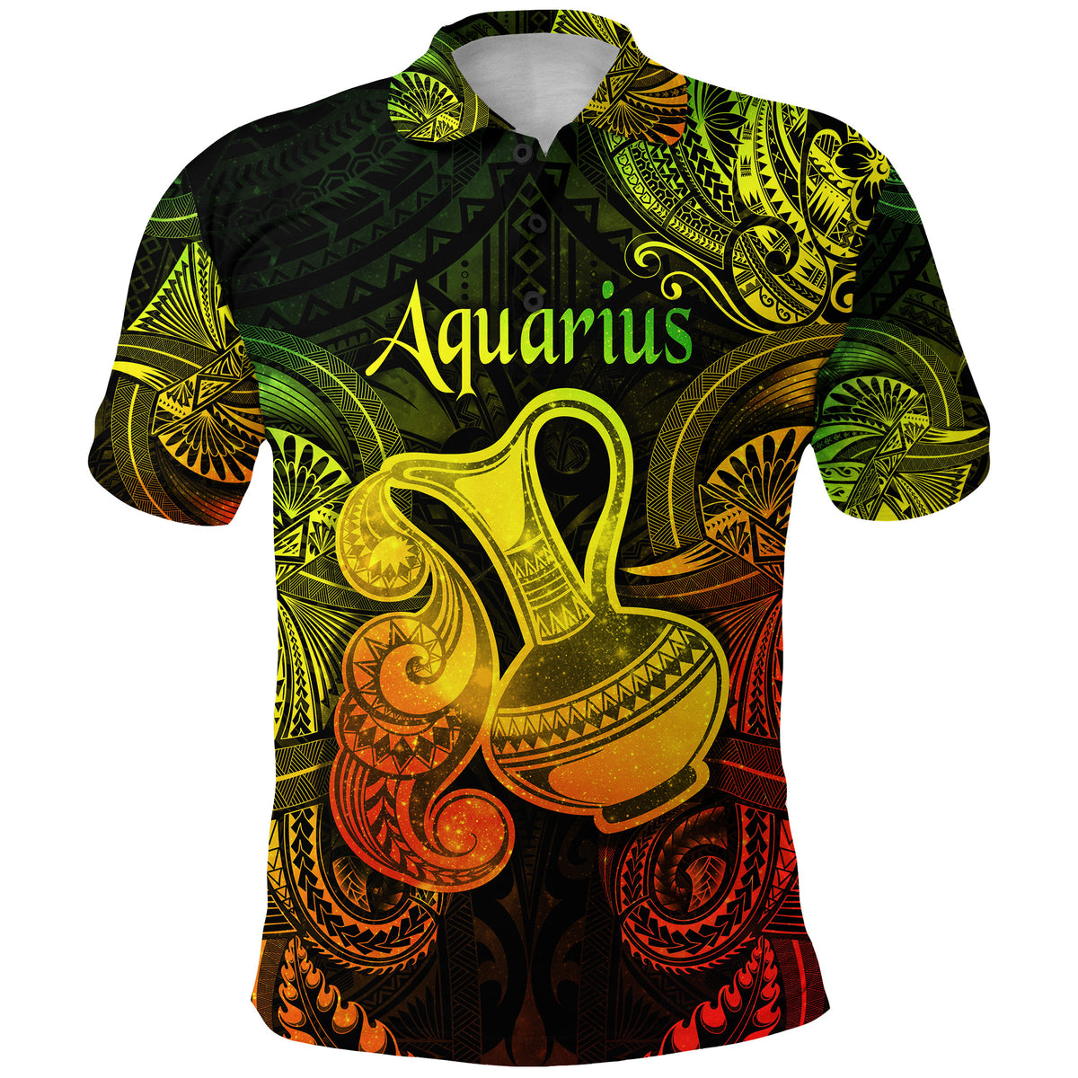 Custom Aquarius Zodiac Polynesian Polo Shirt Unique Style Reggae LT8 - Polynesian Pride
