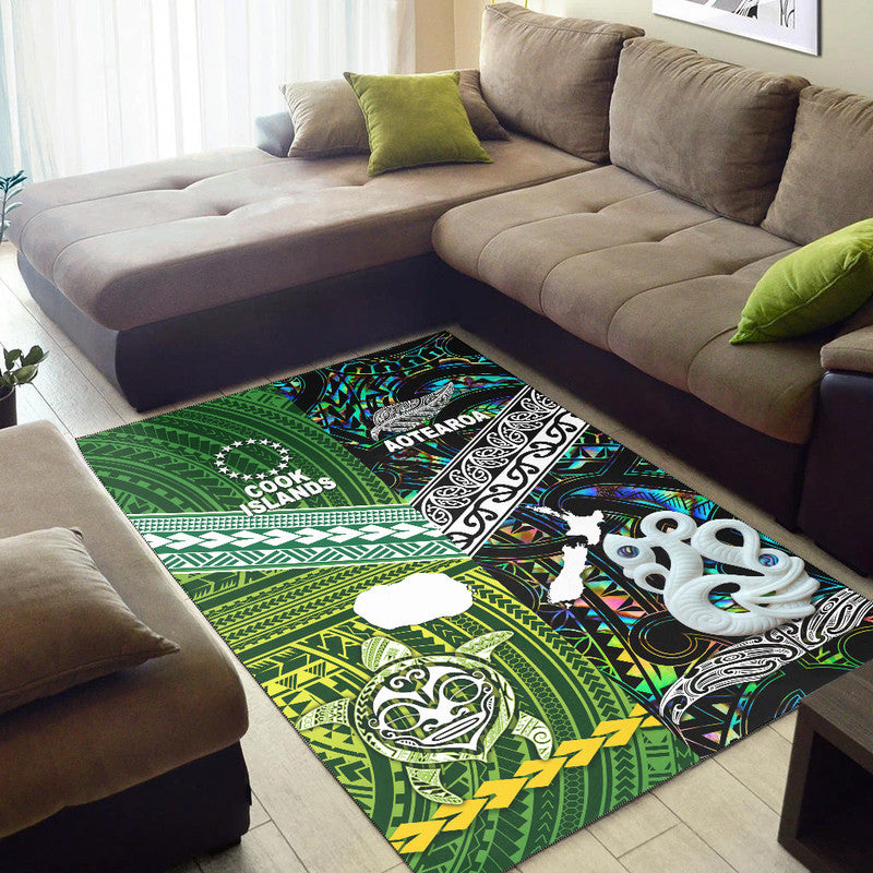 New Zealand And Cook Islands Area Rug Together - Paua Shell LT8 - Polynesian Pride