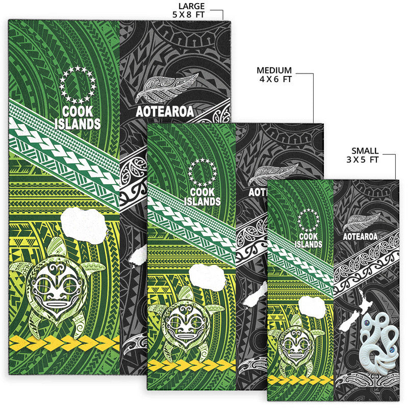 New Zealand And Cook Islands Area Rug Together - Black LT8 - Polynesian Pride