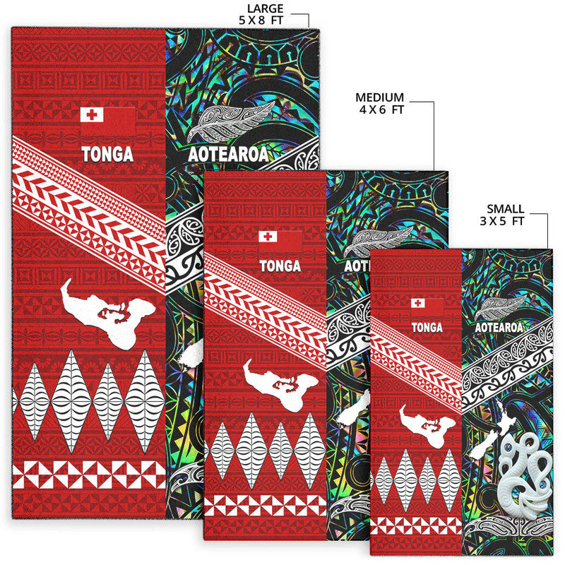 New Zealand And Tonga Area Rug Together - Paua Shell LT8 - Polynesian Pride