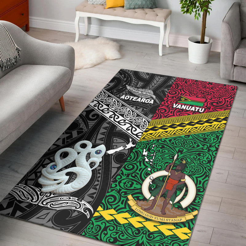 New Zealand And Vanuatu Area Rug Together - Black LT8 Black - Polynesian Pride