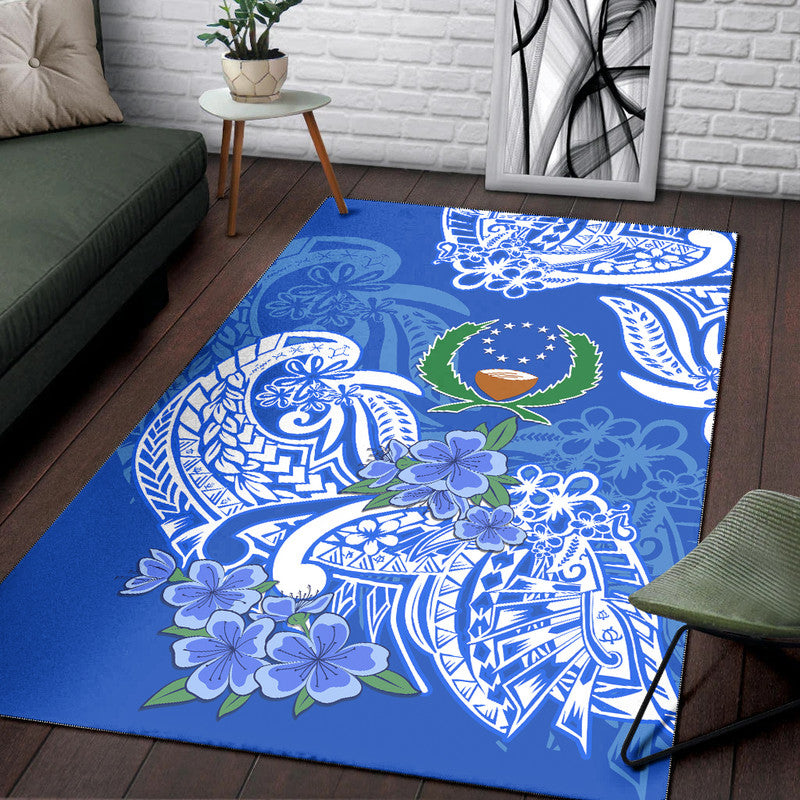 FSM Pohnpei State Area Rug Polynesian Floral Tribal LT9 Blue - Polynesian Pride