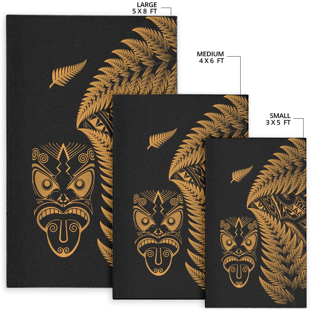 New Zealand Haka Rugby Maori Area Rug Silver Fern Vibes - Gold LT8 - Polynesian Pride