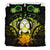 Vanuatu Duvet Cover Set - Turtle Tiki Face & Reggae Hibiscus Art - Polynesian Pride