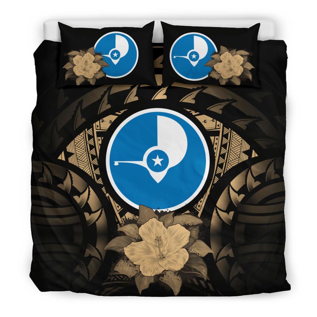 Yap Duvet Cover Set - Yap Flag & Reggae Hibiscus Brown - Polynesian Pride