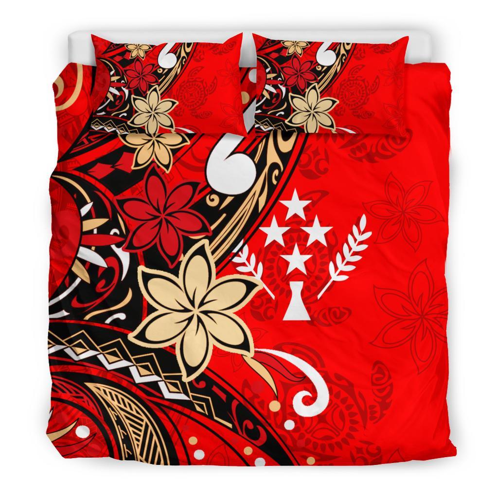 Kosrae Polynesian Bedding Set - Tribal Flower With Special Turtles Red Color - Polynesian Pride