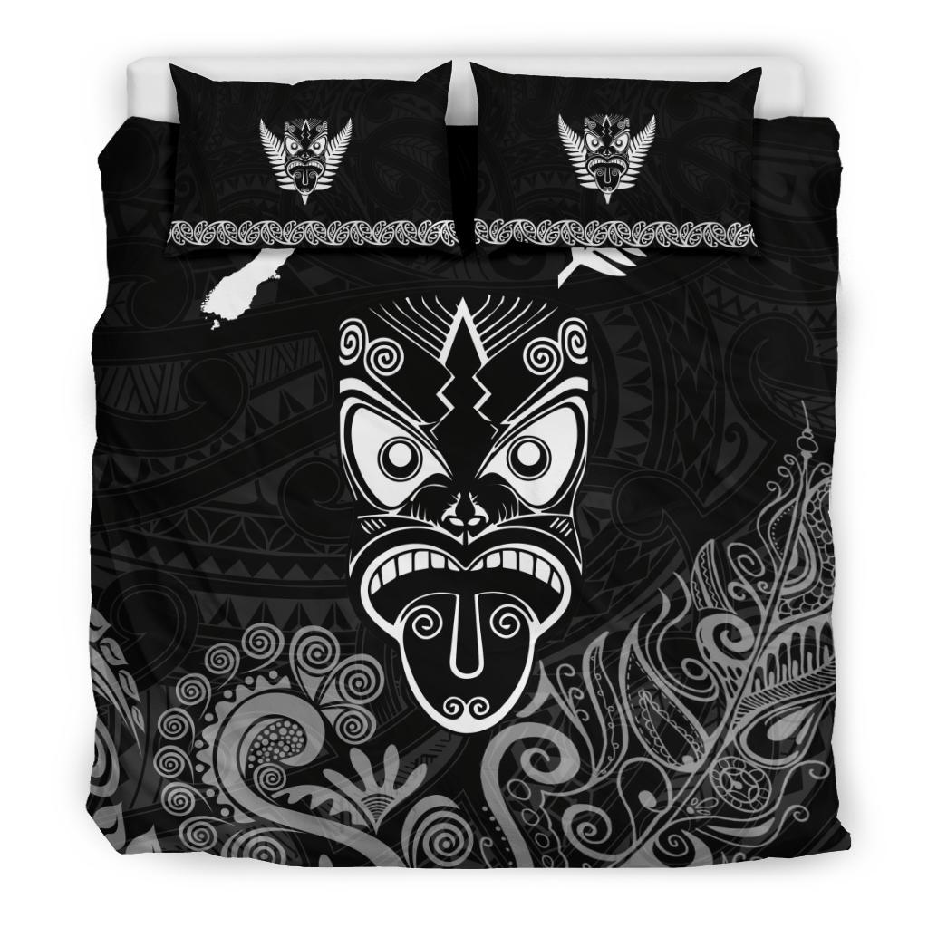 Maori Aotearoa Rugby Haka Bedding Set New Zealand Silver Fern - Black - Polynesian Pride