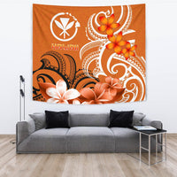 Hawaii Tapestry - Hawaiian Spirit Wall Tapestry - Hawaii Tapestry - Hawaiian Spirit Large 104" x 88" Orange - Polynesian Pride