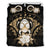 Vanuatu Duvet Cover Set - Turtle Tiki Face & Gold Hibiscus - Polynesian Pride