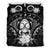 Vanuatu Duvet Cover Set - Turtle Tiki Face & Gray Hibiscus - Polynesian Pride