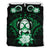 Vanuatu Duvet Cover Set - Turtle Tiki Face & Green Hibiscus - Polynesian Pride