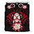 Vanuatu Duvet Cover Set - Turtle Tiki Face & Red Hibiscus - Polynesian Pride
