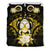 Vanuatu Duvet Cover Set - Turtle Tiki Face & Yellow Hibiscus - Polynesian Pride