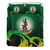 Vanuatu Duvet Cover Set - Vanuatu Coat Of Arms Wave and Hibiscus Green - Polynesian Pride