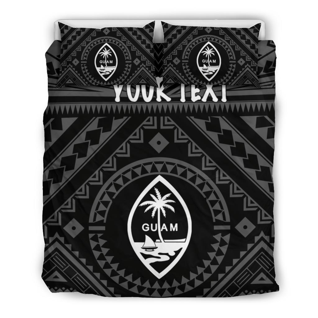 Guam Personalised Bedding Set - Guam Seal With Polynesian Tattoo Style (Black) - Polynesian Pride