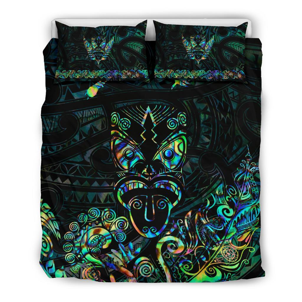 Maori Aotearoa Rugby Haka Bedding Set New Zealand Silver Fern - Paua Shell - Polynesian Pride