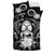 Vanuatu Duvet Cover Set - Turtle Tiki Face & Gray Hibiscus - Polynesian Pride