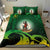 Vanuatu Duvet Cover Set - Vanuatu Coat Of Arms Wave and Hibiscus Green - Polynesian Pride